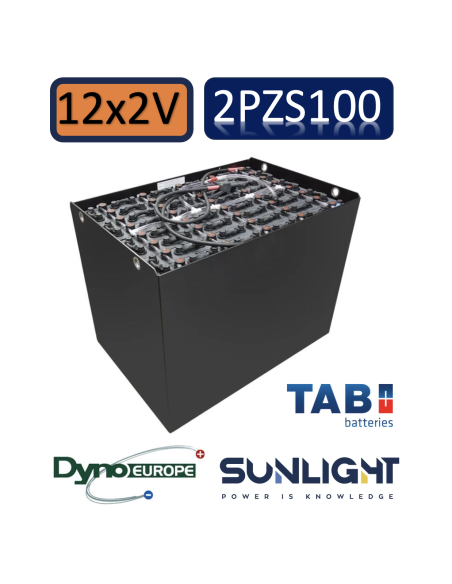 Pack 24V de 12 x 2V Batterie de traction 2PZS100 en 2V 100ah en C5