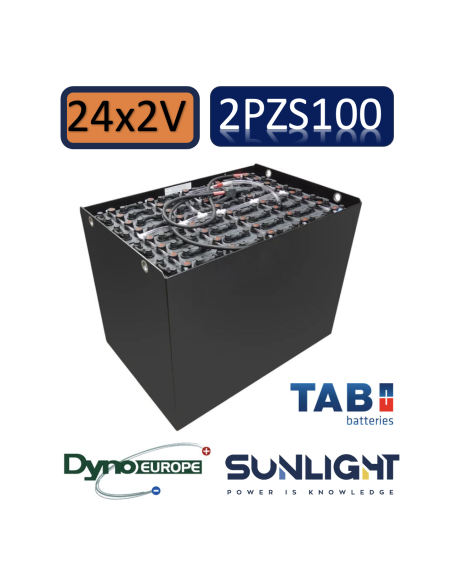 Pack 48V de 12 x 2V Batterie de traction 2PZS100 en 2V 100ah en C5