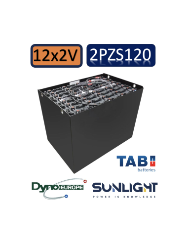 Pack 24V de 12 x 2V Batterie de traction 2PZS120 en 2V 120ah en C5