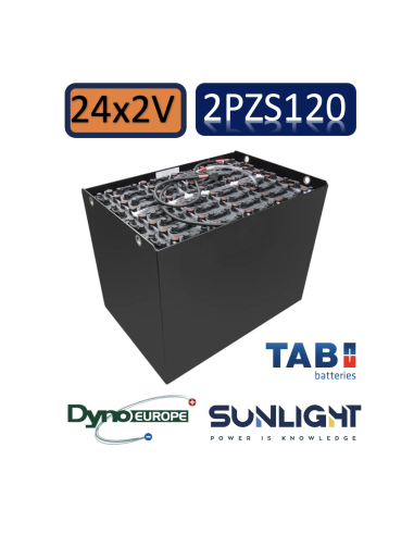 Pack 48V de 24 x 2V Batterie de traction 2PZS120 en 2V 120ah en C5