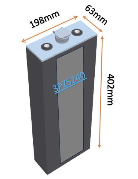 Pack 24V de 12 x 2V Batterie de traction 3PZS240 en 2V 240ah en C5