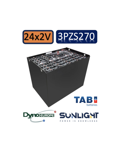 Pack 48V de 24 x 2V Batterie de traction 3PZS270 en 2V 270ah en C5