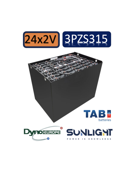 Pack 48V de 24 x 2V Batterie de traction 3PZS315 en 2V 315ah en C5