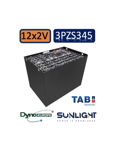 Pack 24V de 12 x 2V Batterie de traction 3PZS345 en 2V 345ah en C5