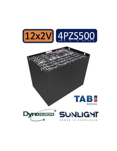 Pack 24V de 12 x 2V Batterie de traction 4PZS500 en 2V 500ah en C5