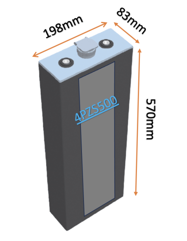 Pack 24V de 12 x 2V Batterie de traction 4PZS500 en 2V 500ah en C5