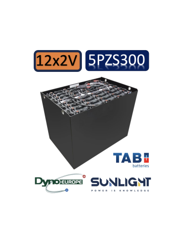 Pack 24V de 12 x 2V Batterie de traction 5PZS300 en 2V 300ah en C5