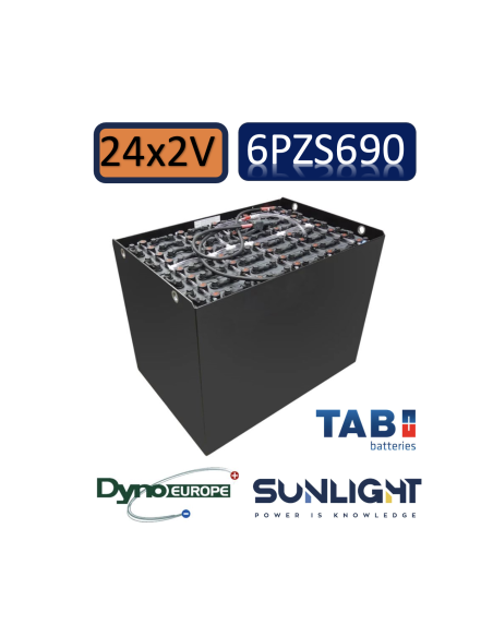 Pack 48V de 24 x 2V Batterie de traction 6PZS690 en 2V 690ah en C5