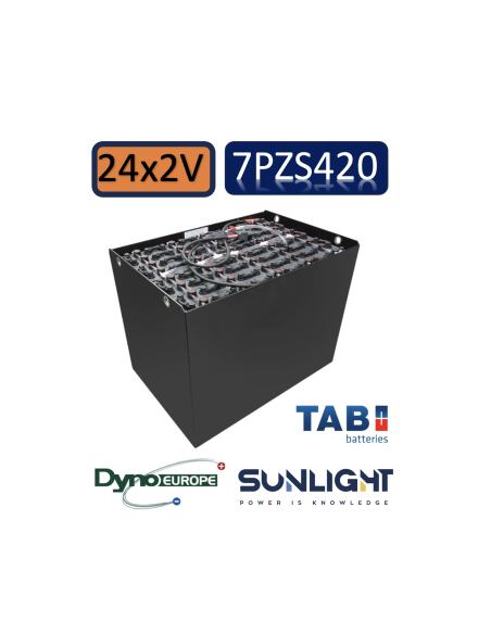 Pack 48V de 24 x 2V Batterie de traction 7PZS420 en 2V 420ah en C5