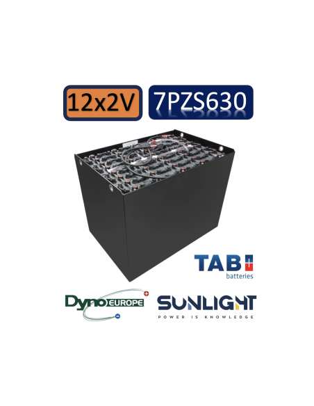 Pack 24V de 12 x 2V Batterie de traction 7PZS630 en 2V 630ah en C5