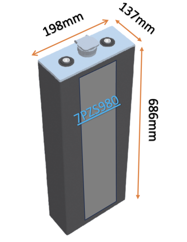 Pack 24V de 12 x 2V Batterie de traction 7PZS980 en 2V 980ah en C5