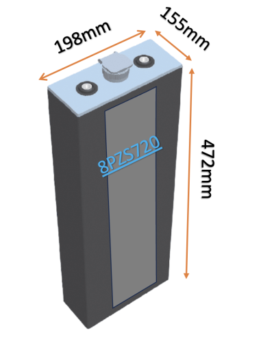Pack 24V de 12 x 2V Batterie de traction 8PZS720 en 2V 720ah en C5