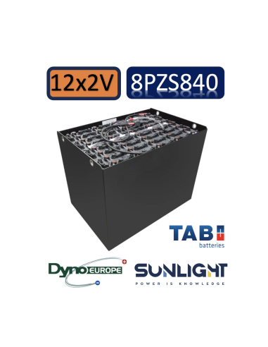 Pack 24V de 12 x 2V Batterie de traction 8PZS840 en 2V 840ah en C5