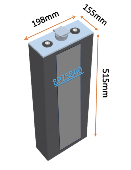 Pack 48V de 24 x 2V Batterie de traction 8PZS840 en 2V 840ah en C5