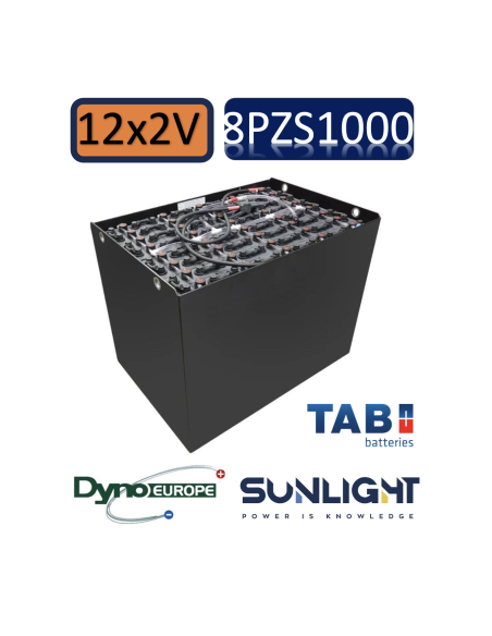Pack 24V de 12 x 2V Batterie de traction 8PZS1000 en 2V 1000ah en C5