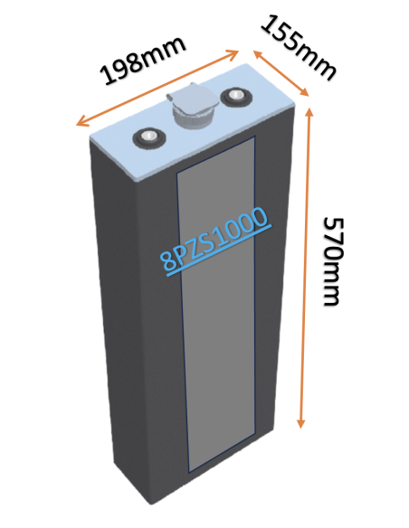 Pack 48V de 24 x 2V Batterie de traction 8PZS1000 en 2V 1000ah en C5