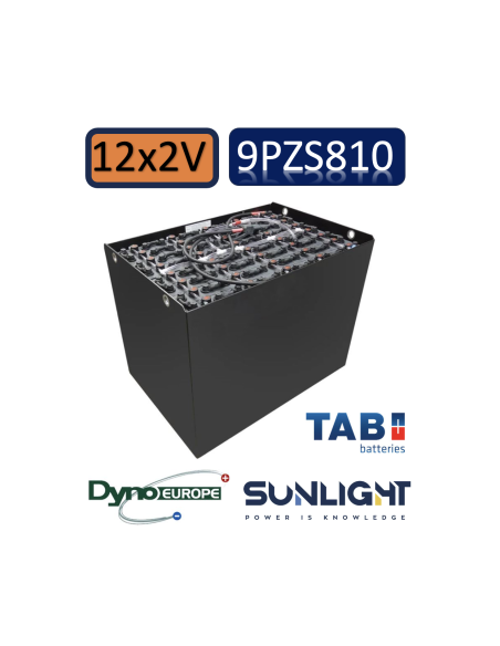 Pack 24V de 12 x 2V Batterie de traction 9PZS810 en 2V 810ah en C5