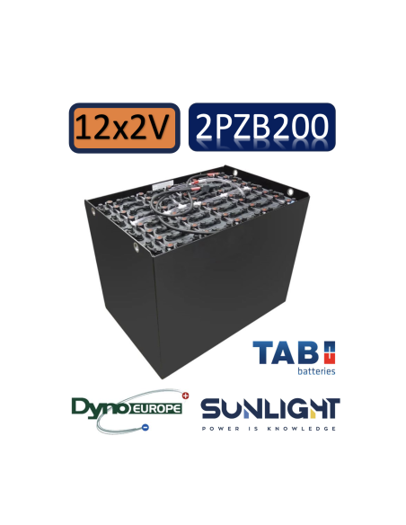 Pack 24V de 12 x 2V Batterie de traction 2PZB200 en 2V 200ah en C5