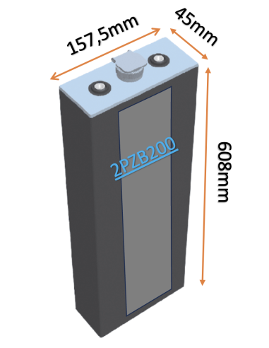 Pack 48V de 24 x 2V Batterie de traction 2PZB200 en 2V 200ah en C5