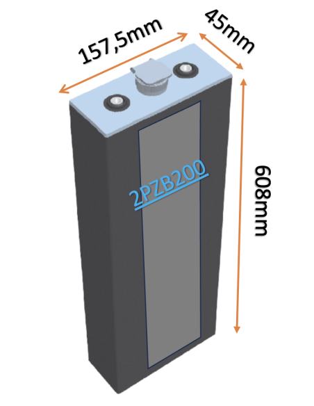 Pack 48V de 24 x 2V Batterie de traction 2PZB200 en 2V 200ah en C5