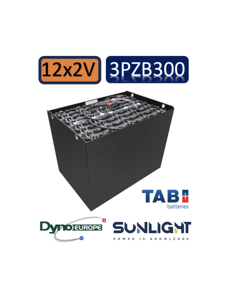 Pack 24V de 12 x 2V Batterie de traction 3PZB300 en 2V 300ah en C5