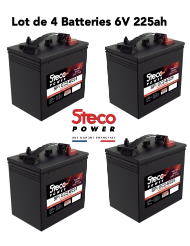 lot de 4 Batteries Steco 6V 225ah Deep cycles traction 24v Livraison incluse