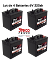 lot de 4 Batteries Steco 6V 225ah Deep cycles traction 24v Livraison incluse