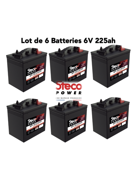 lot de 6 Batteries Steco 6V 225ah Deep cycles traction Livraison incluse