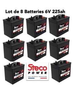 lot de 8 Batteries Steco 6V 225ah Deep cycles traction Livraison incluse