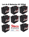 lot de 8 Batteries Steco 6V 225ah Deep cycles traction Livraison incluse