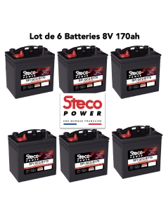 lot de 6 Batteries Steco 8V 170ah Deep cycles 48v traction Livraison incluse