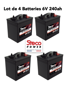 Lot de 4 Batteries Traction Steco 6V 240ah Deep cycles Livraison incluse