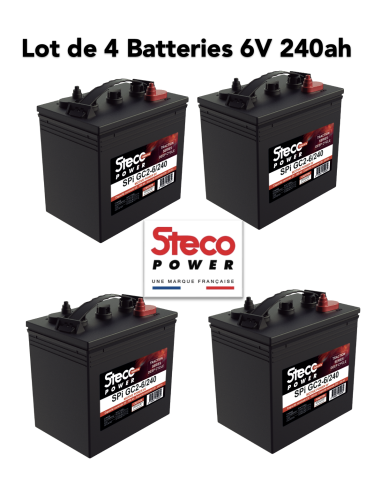 Lot de 4 Batteries Traction Steco 6V 240ah Deep cycles Livraison incluse