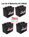 Lot de 4 Batteries Traction Steco 6V 240ah Deep cycles Livraison incluse