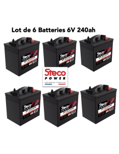 Lot de 6 Batteries Traction Steco 6V 240ah Deep cycles Livraison incluse