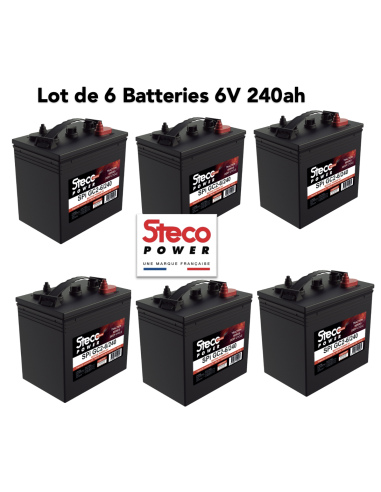 Lot de 6 Batteries Traction Steco 6V 240ah Deep cycles Livraison incluse
