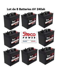 Lot de 8 Batteries Traction Steco 6V 240ah Deep cycles Livraison incluse