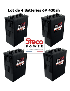 Lot de 4 Batteries Traction Steco 6V 430ah Deep cycles Livraison incluse