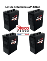 Lot de 4 Batteries Traction Steco 6V 430ah Deep cycles Livraison incluse