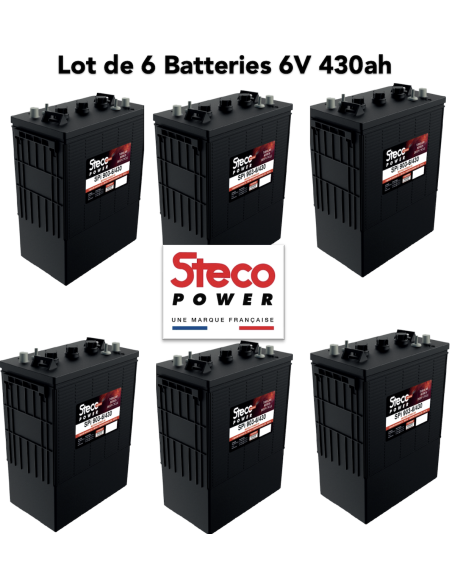 Lot de 6 Batteries Traction Steco 6V 430ah Deep cycles Livraison incluse