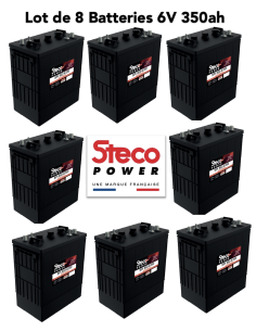 Lot de 8 Batteries Traction Steco 6V 350ah Deep cycles Livraison incluse