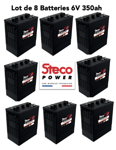 Lot de 8 Batteries Traction Steco 6V 350ah Deep cycles Livraison incluse