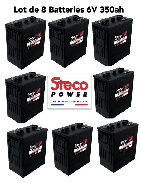 Lot de 8 Batteries Traction Steco 6V 350ah Deep cycles Livraison incluse