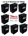 Lot de 8 Batteries Traction Steco 6V 350ah Deep cycles Livraison incluse