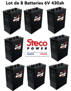 Lot de 8 Batteries Traction Steco 6V 430ah Deep cycles Livraison incluse