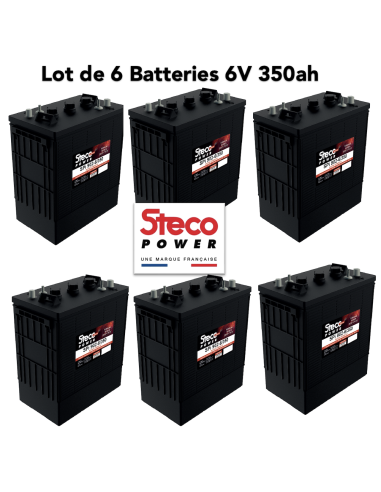 Lot de 6 Batteries Traction Steco 6V 350ah Deep cycles Livraison incluse
