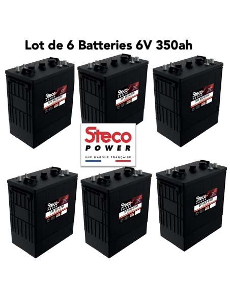 Lot de 6 Batteries Traction Steco 6V 350ah Deep cycles Livraison incluse