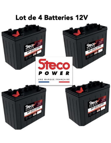 Lot de 4 Batteries Traction Steco Power 12V 150ah Deep cycles Livraison incluse