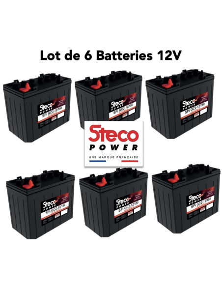 Lot de 6 Batteries Traction Steco Power 12V 150ah Deep cycles Livraison incluse