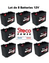Lot de 6 Batteries Traction Steco Power 12V 150ah Deep cycles Livraison incluse